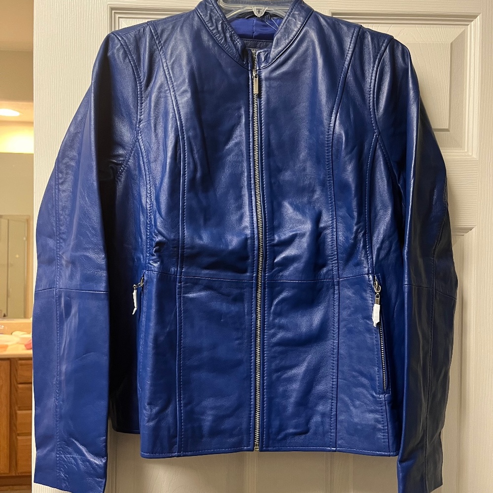 Jessica London blue leather jacket